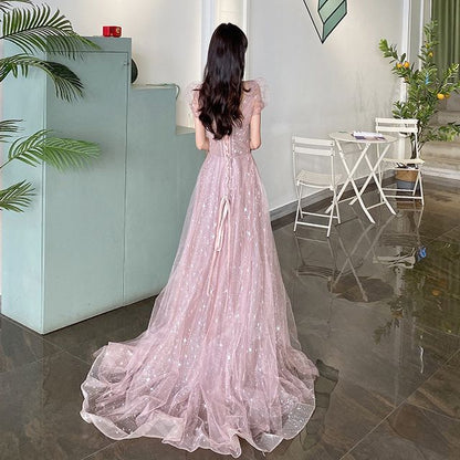 Short-Sleeve Embellished Maxi Prom Dress (Various Designs)