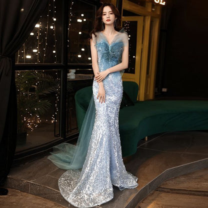 Evening Sequin Gown Strapless Mermaid