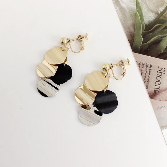 Disc Alloy Fringed Earring