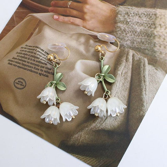 Flower Faux Pearl Alloy Fringed Earring