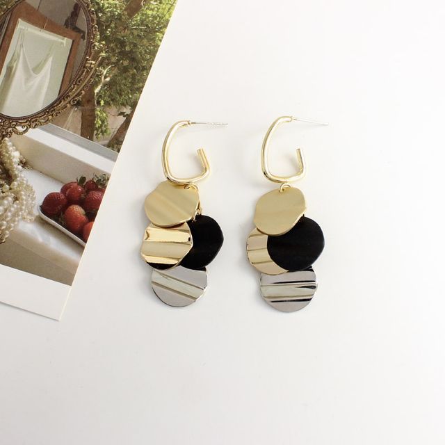 Disc Alloy Fringed Earring