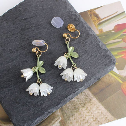 Flower Faux Pearl Alloy Fringed Earring