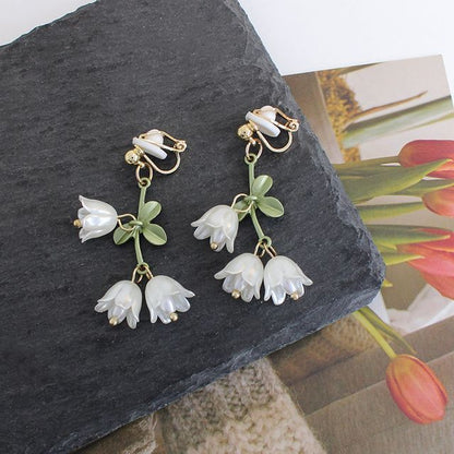 Flower Faux Pearl Alloy Fringed Earring