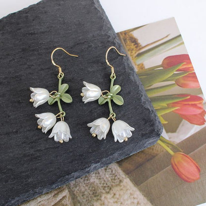 Flower Faux Pearl Alloy Fringed Earring