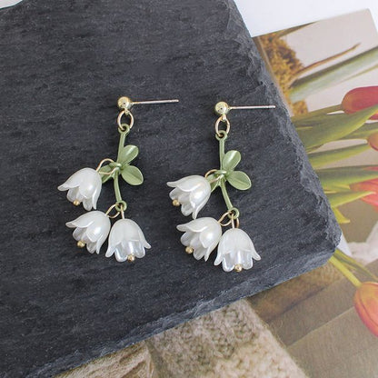 Flower Faux Pearl Alloy Fringed Earring