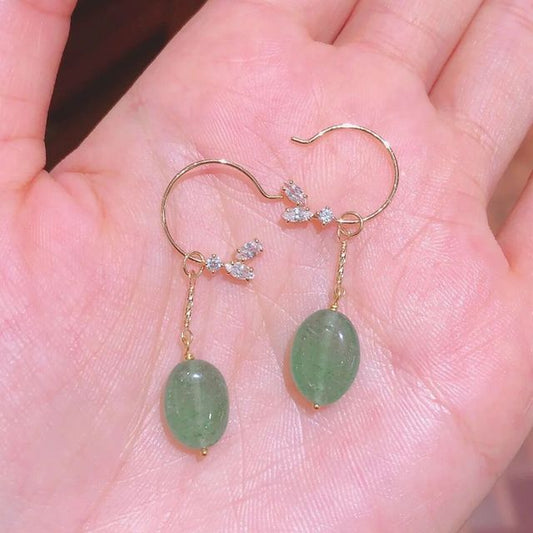 Leaf Rhinestone Faux Gemstone Sterling Silver Pendant / Dangle Earring