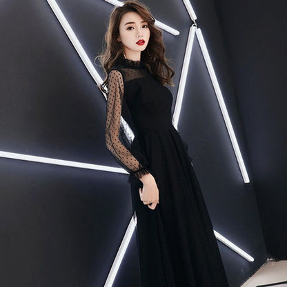 Evening Gown Mesh A-Line Long-Sleeve