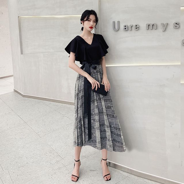 Short-Sleeve Gown A-Line Dress Cocktail Evening /