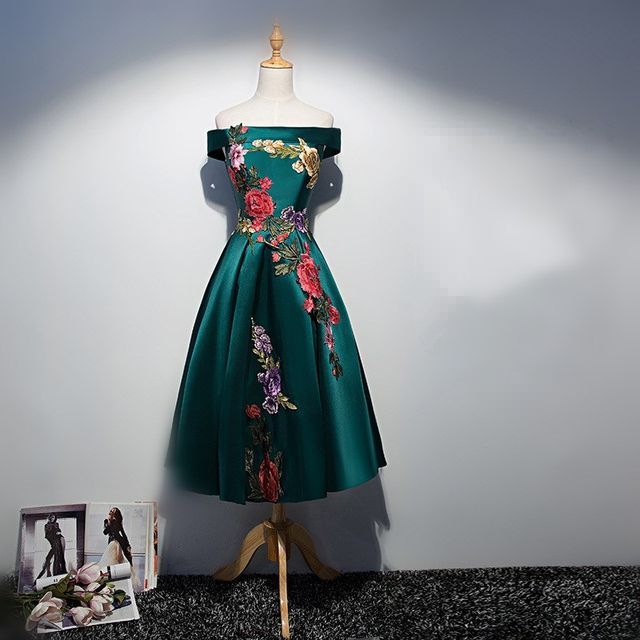 Cocktail / Gown Embroidered Dress Evening Off-Shoulder A-Line