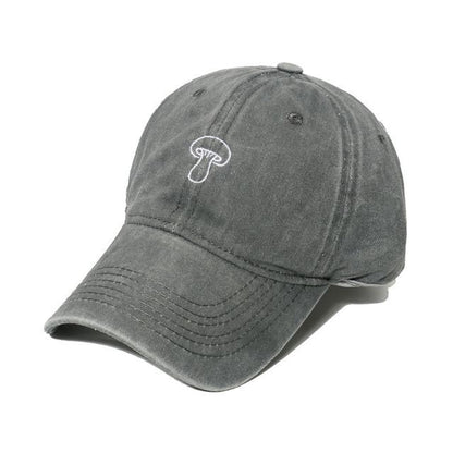 Mushroom Embroidered Denim Bucket Hat