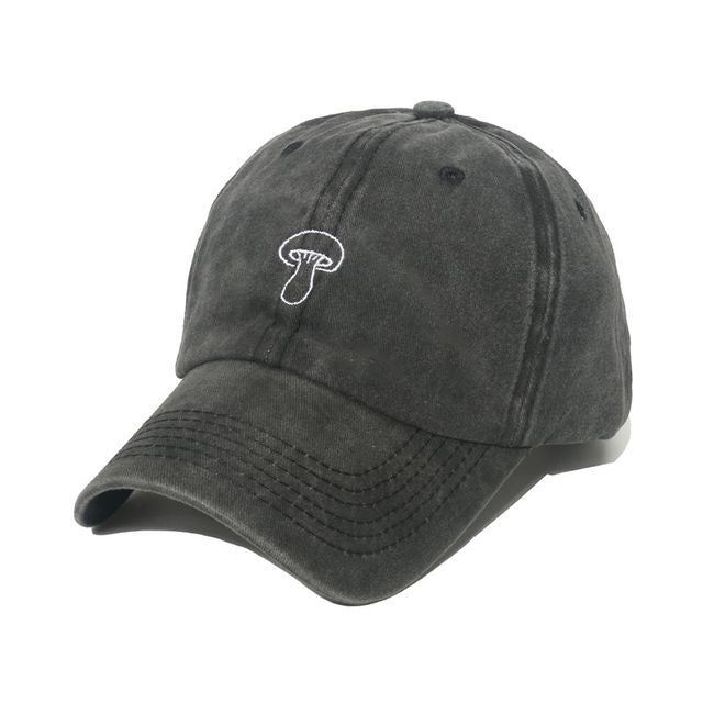 Mushroom Embroidered Denim Bucket Hat