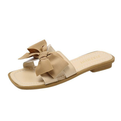 Bow Accent Slide Sandals