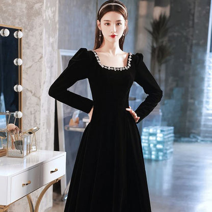 Long-Sleeve Rhinestone Trim Cocktail Dress (Various Designs)