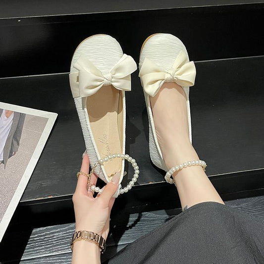 Faux Pearl Bow Flats