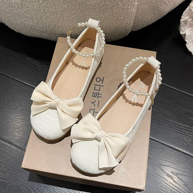 Faux Pearl Bow Flats