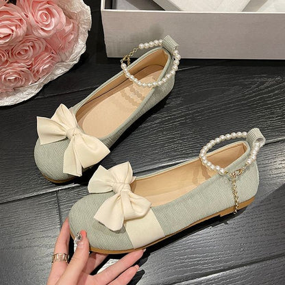 Faux Pearl Bow Flats