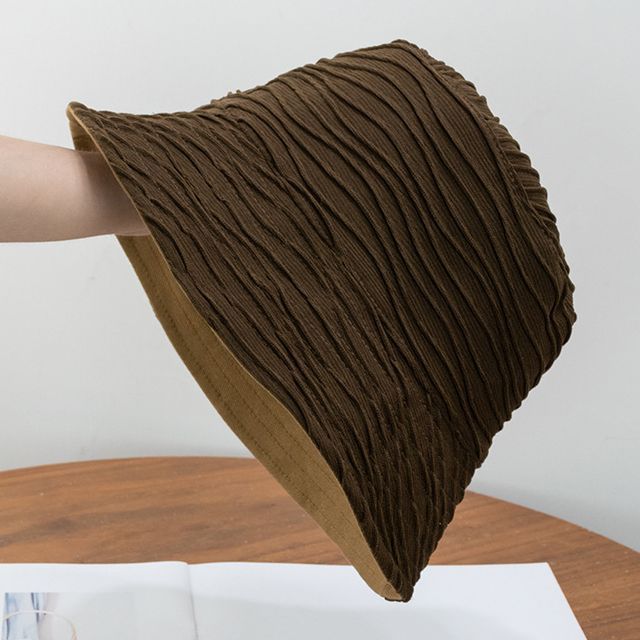 Wavy Texture Reversible Plain Bucket Hat