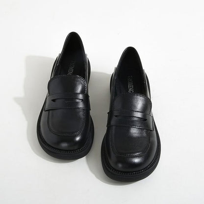 Plain Block Heel Loafers Egirldoll