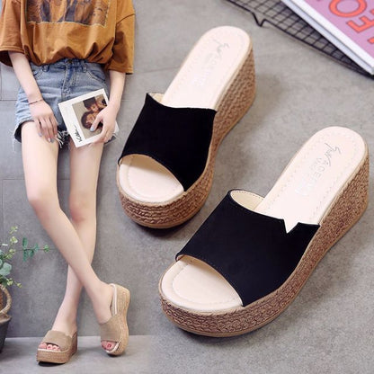Platform Wedge-Heel Sandals Slide