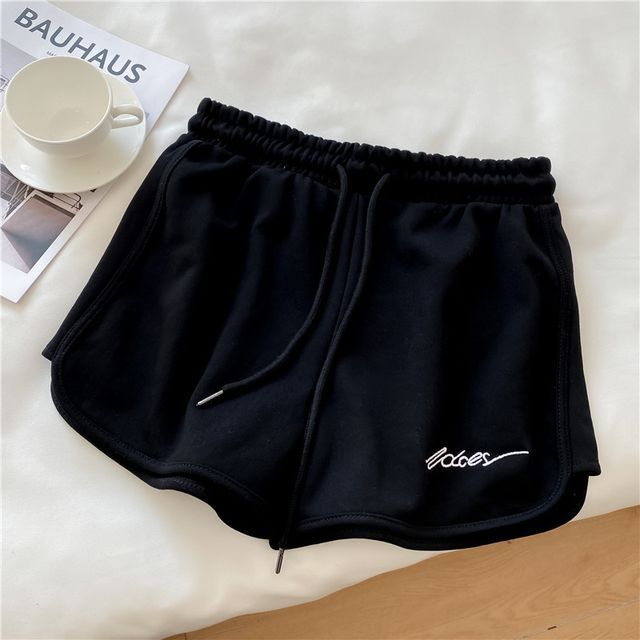 Elastic Waist Lettering Sweatshorts