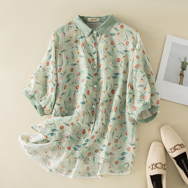 Short-Sleeve Floral Print Shirt