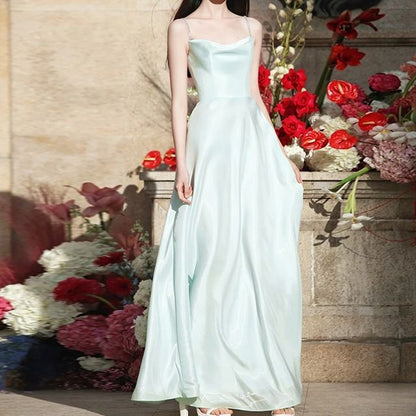 Plain Wedding Gown Spaghetti A-Line Strap