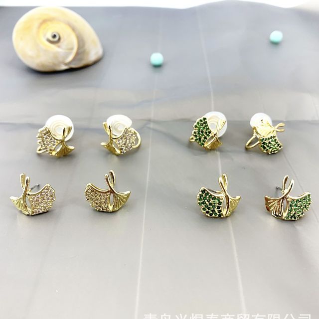 Leaf Rhinestone Alloy Earring