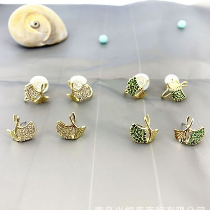 Leaf Rhinestone Alloy Earring