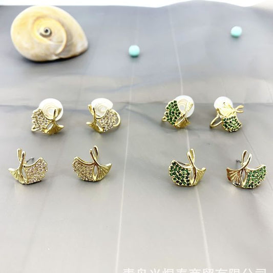 Leaf Rhinestone Alloy Earring