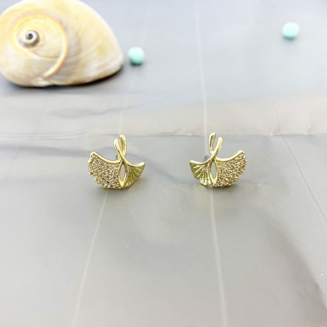 Leaf Rhinestone Alloy Earring