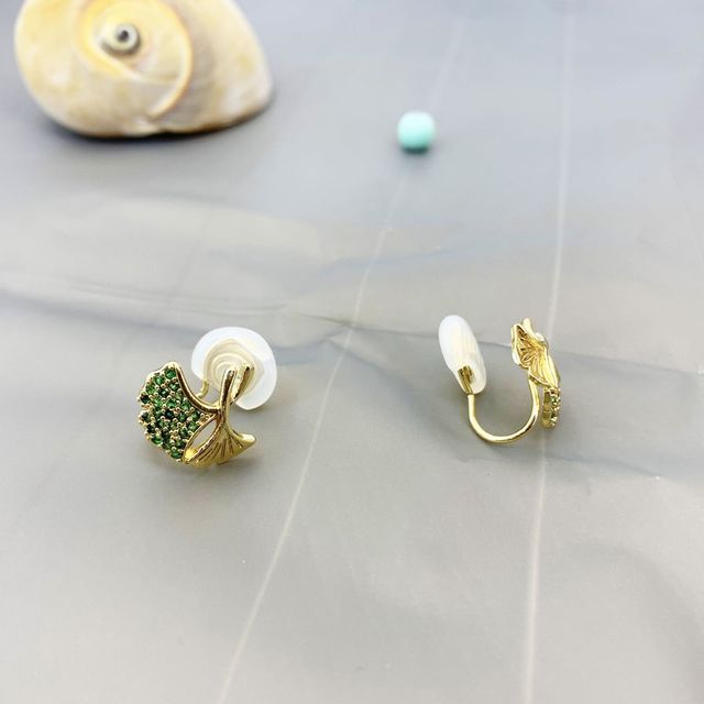 Leaf Rhinestone Alloy Earring