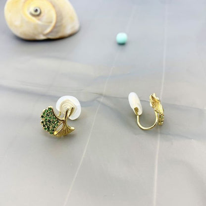 Leaf Rhinestone Alloy Earring