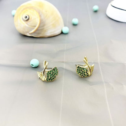 Leaf Rhinestone Alloy Earring