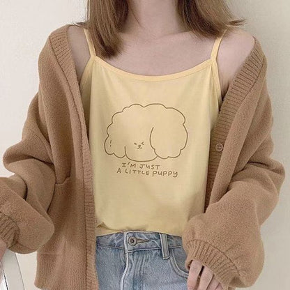 Camisole-Top mit Cartoon-Print