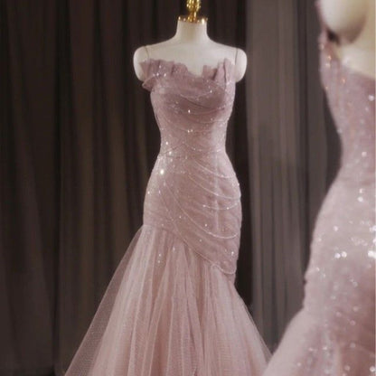 Evening Mermaid Mesh Strapless Trained Gown