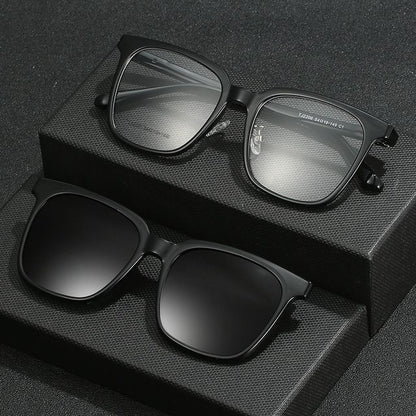 Square Glasses  with Magnetic Snap On Sunglasses