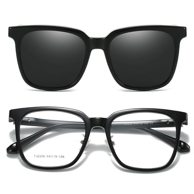 Square Glasses  with Magnetic Snap On Sunglasses