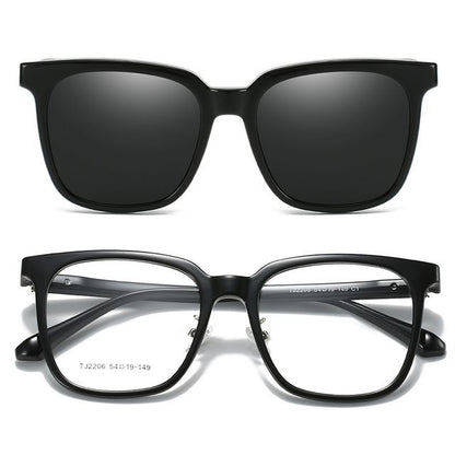 Square Glasses  with Magnetic Snap On Sunglasses