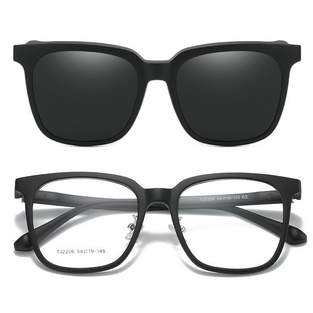 Square Glasses  with Magnetic Snap On Sunglasses