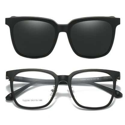Square Glasses  with Magnetic Snap On Sunglasses