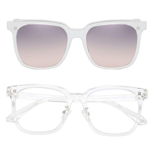 Square Glasses  with Magnetic Snap On Sunglasses