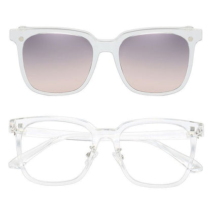 Square Glasses  with Magnetic Snap On Sunglasses
