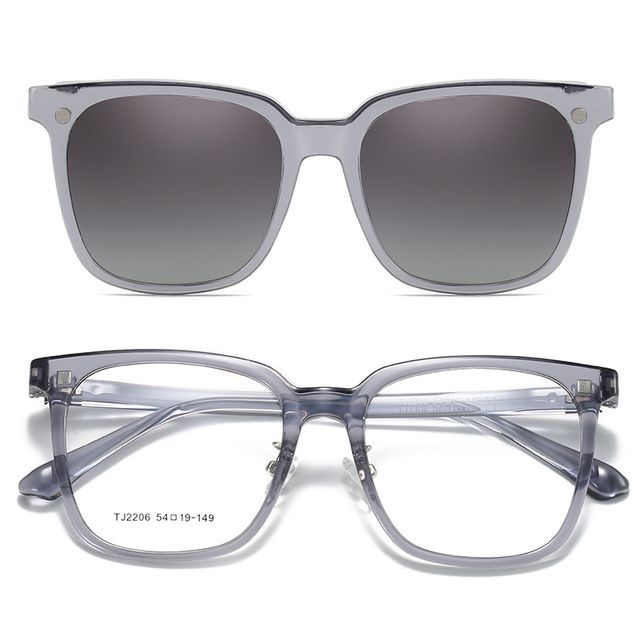 Square Glasses  with Magnetic Snap On Sunglasses