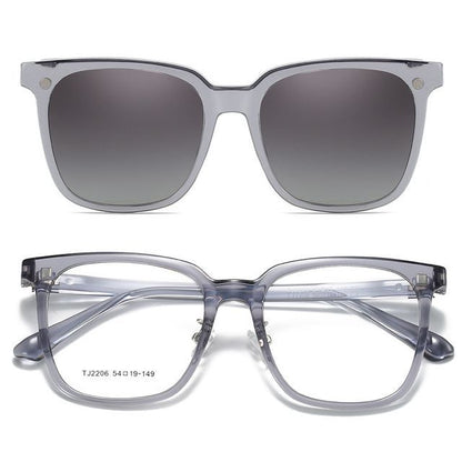 Square Glasses  with Magnetic Snap On Sunglasses