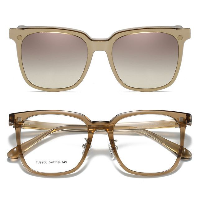 Square Glasses  with Magnetic Snap On Sunglasses