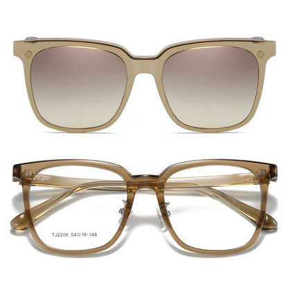 Square Glasses  with Magnetic Snap On Sunglasses