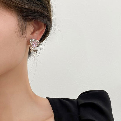 Flower Rhinestone Alloy Earring