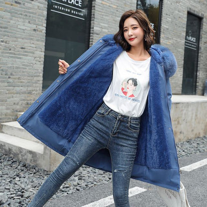 Fluffy Hooded Padded Zip-Up Long Coat