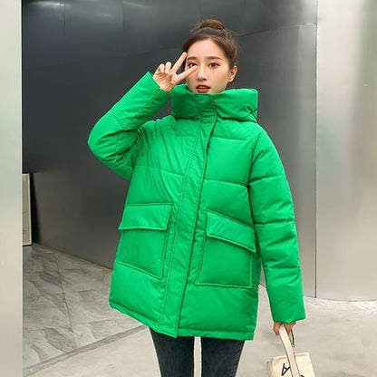 Hooded Plain Padded Coat