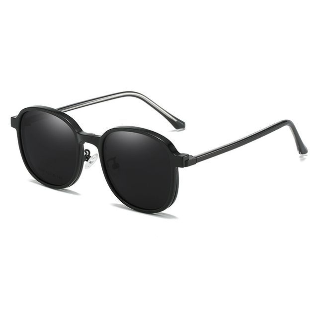 Round Glasses with Magnetic Snap On Sunglasses